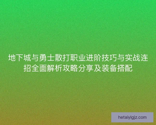 地下城与勇士散打职业进阶技巧与实战连招全面解析攻略分享及装备搭配