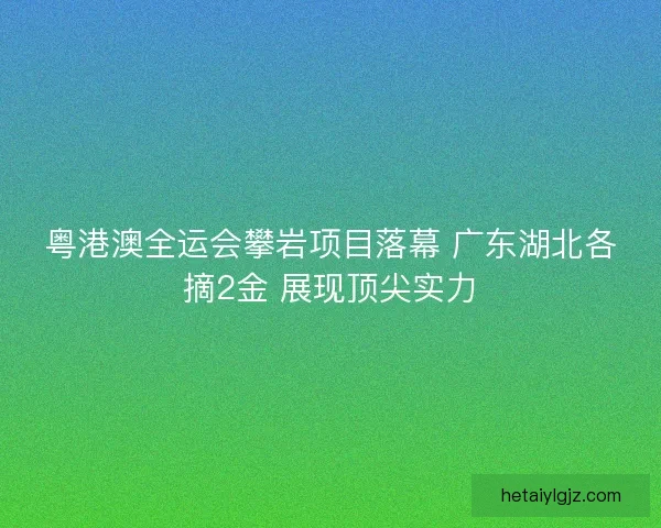 粤港澳全运会攀岩项目落幕 广东湖北各摘2金 展现顶尖实力